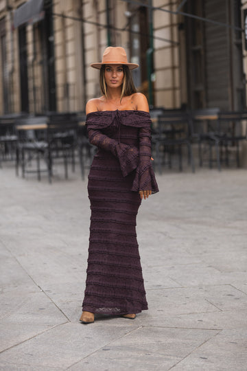 Vestido Renda off shoulder - Beringela