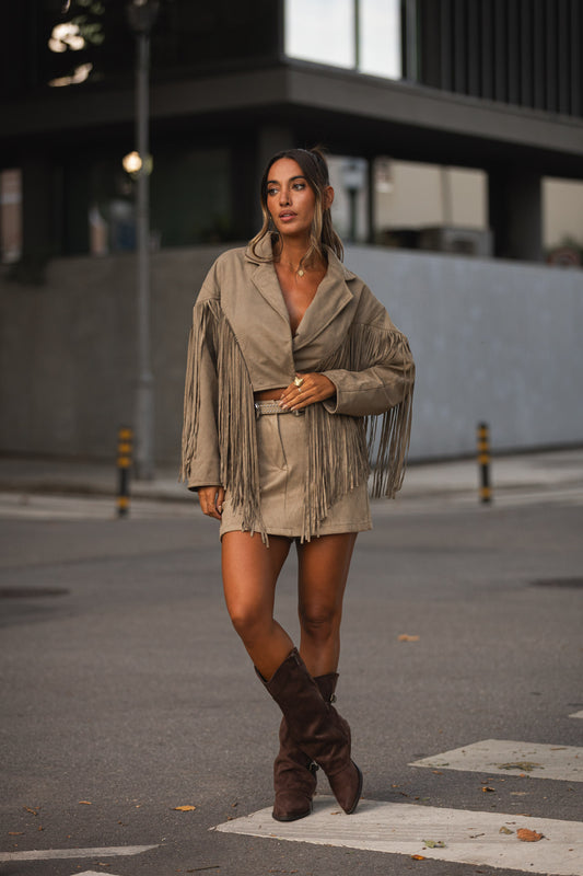 Bomber franjas - bege