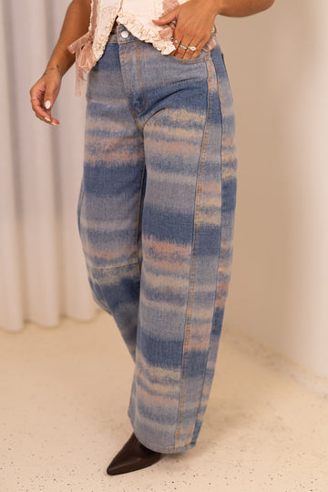 Calça de ganga com degradé