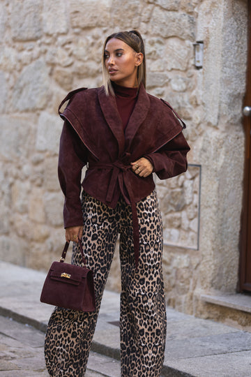 Casaco camurça bordeux