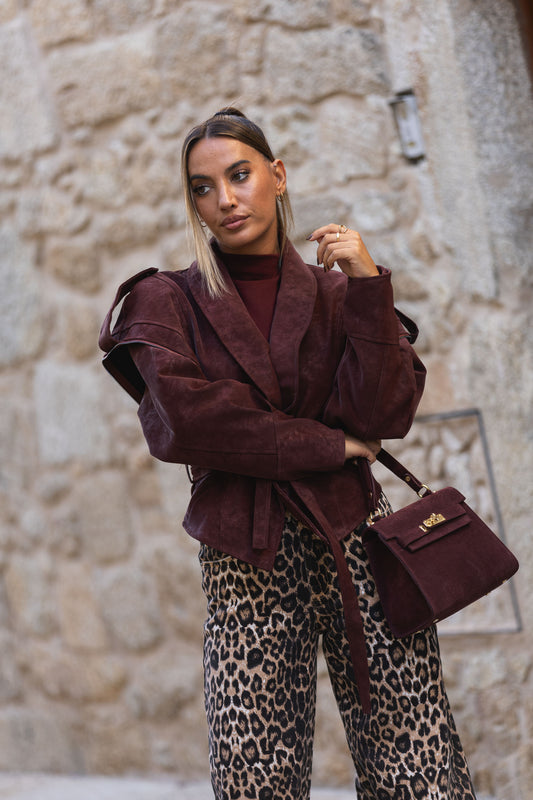 Casaco camurça bordeux