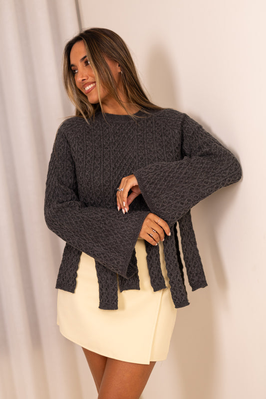 Camisola franjas - cinza