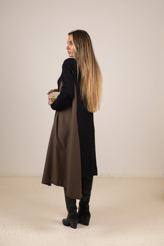 Vestido Eduarda - preto c/ castanho