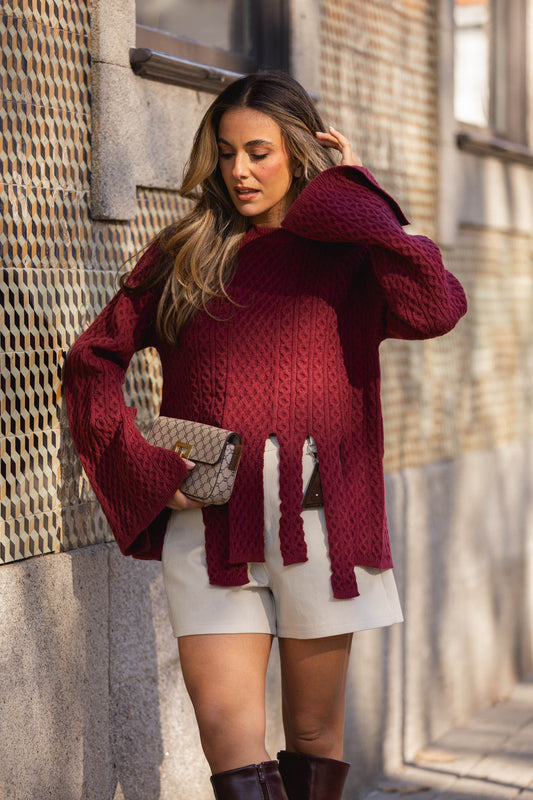 Camisola franjas - bordeux