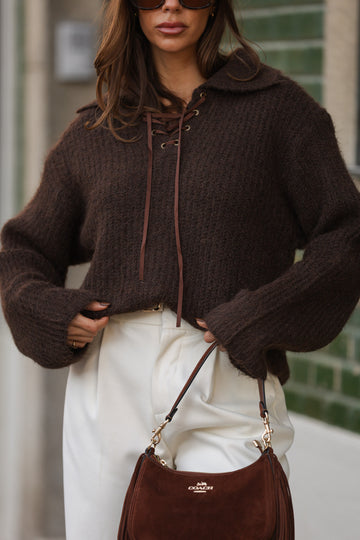 Camisola c/ cordão - castanho