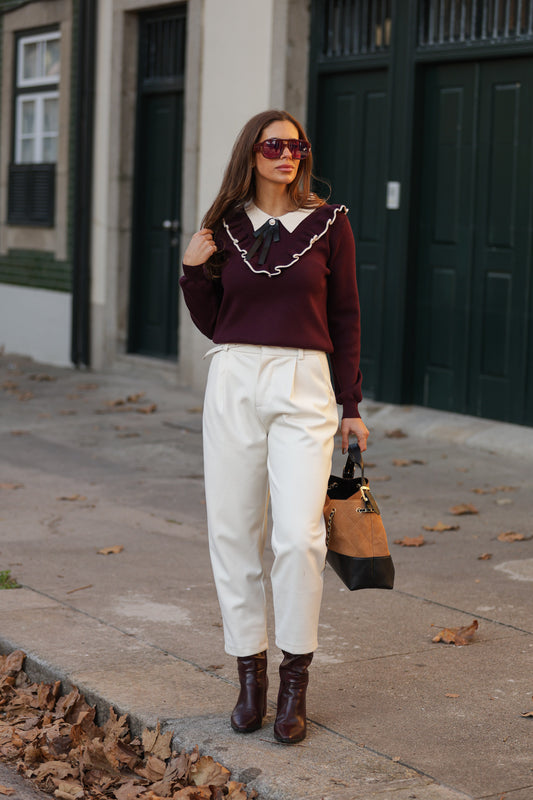 Camisola laço - bordeux