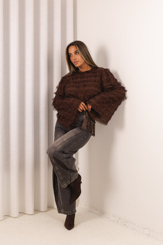 Calça ganga c/ cinto castanho