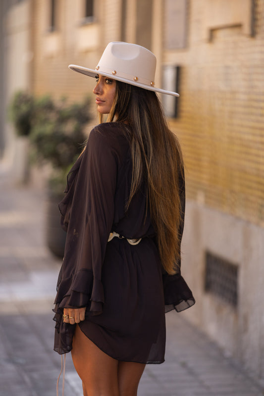 Cinto cowgirl em pele - branco
