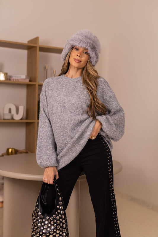 Camisola de lã comprida - cinza