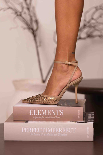 Stilleto flores - camel