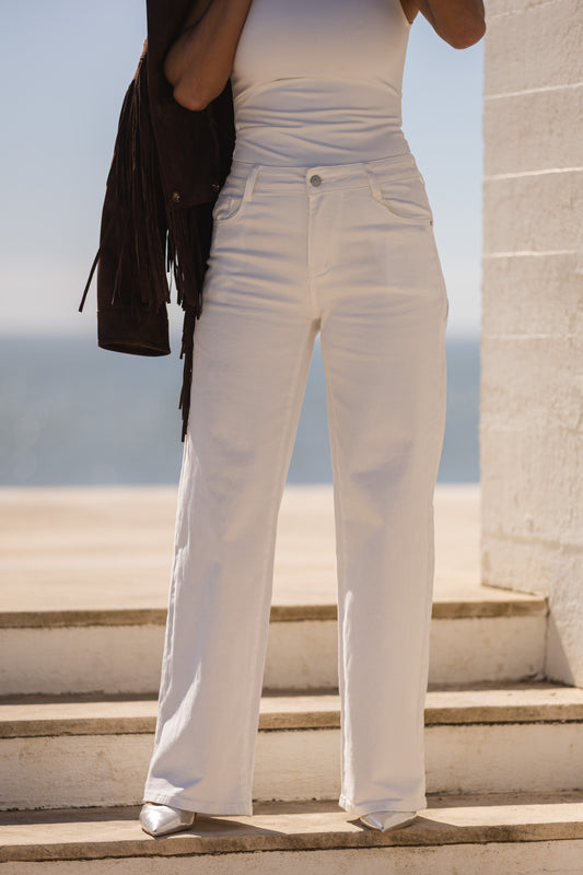 Calça de ganga c/ estrela - branca