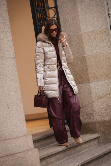 Kispo reversivel - bege c/ dourado