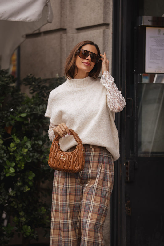 Calça Xadrez - bege