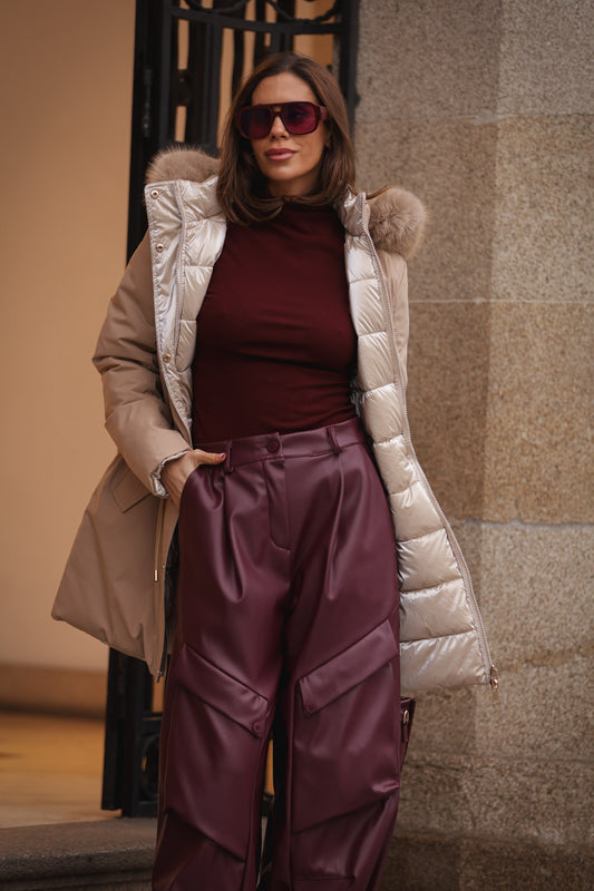 Kispo reversivel - bege c/ dourado