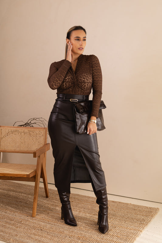 body texturado - castanho