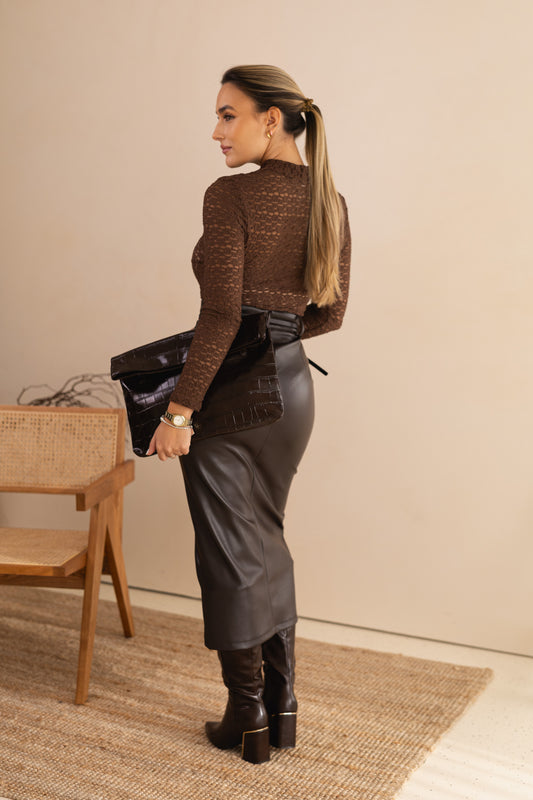 body texturado - castanho