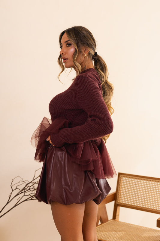 Saia-calção balão - bordeux