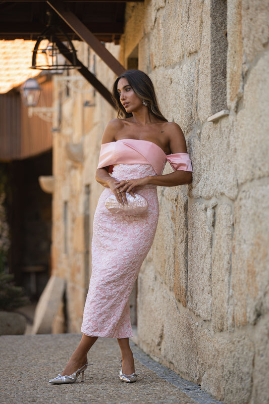 Vestido Atalaia c/ faixa de cetim - rosa