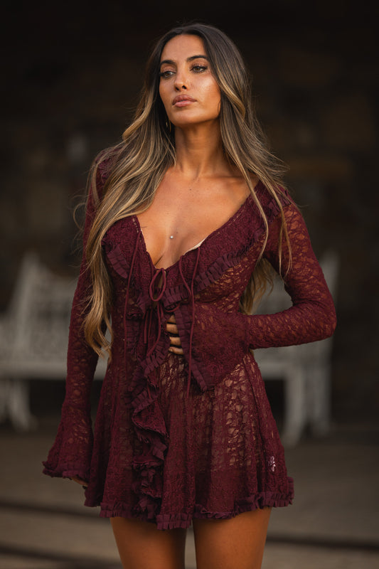 Vestido Macau - bordeux