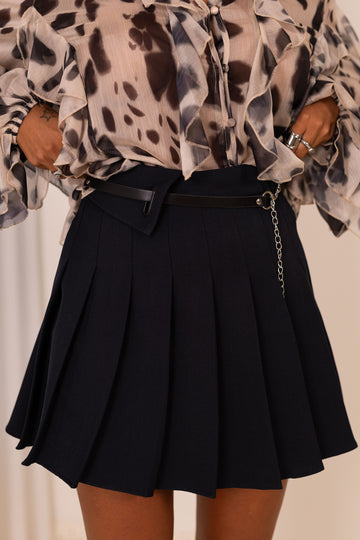 Saia pregas - azul marinho