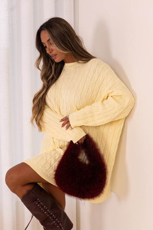 Vestido de malha entrançada - amarelo