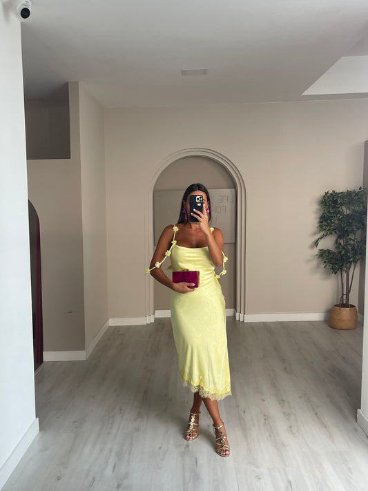 Vestido Musa c/ renda - Amarelo