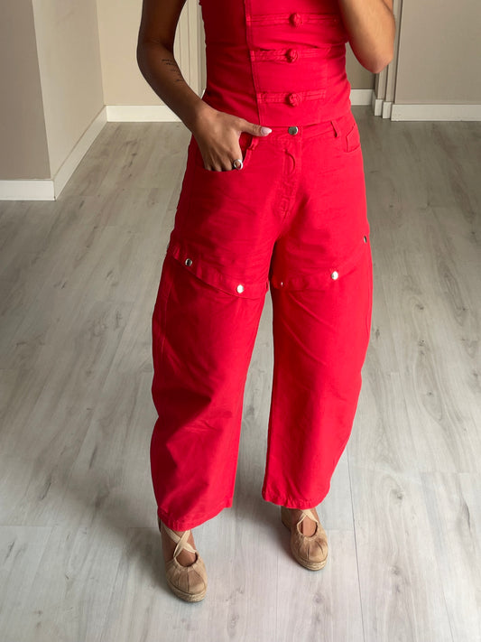 Calça ganga 2 em 1 - Vermelho