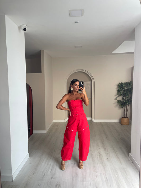 Calça ganga 2 em 1 - Vermelho