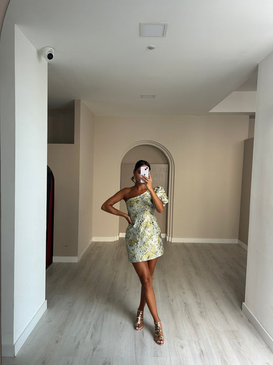 Vestido Texturado c/ uma manga - Verde
