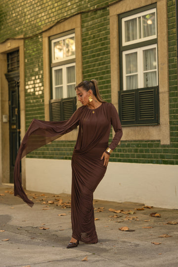 Vestido Mariela - Castanho